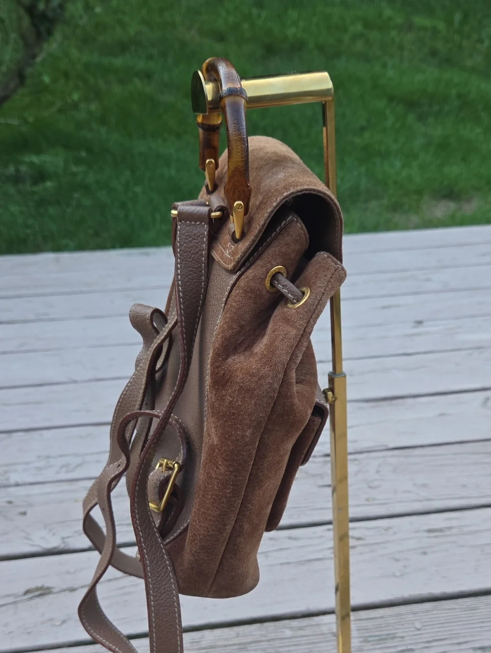 Vintage Gucci Suede Bamboo 00317050030 Mini Backpack $4,500 Estimated Retail GUC